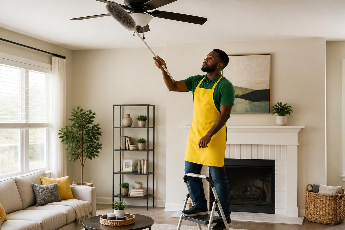 Cleaner dusting window blinds